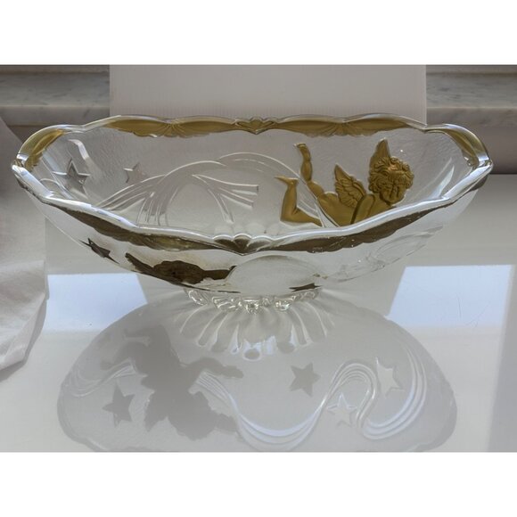 Other - Vintage Gold-Angel Embossed Clear Glass Bowl With Star Accents